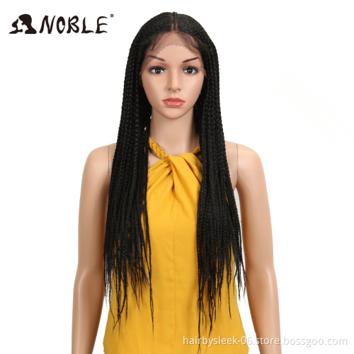 Noble Hair Braided Synthetic Lace Front Wig for Women Free Parting Red Ombre Brown Ponytail Crochet Braid Hair New Style Fashion